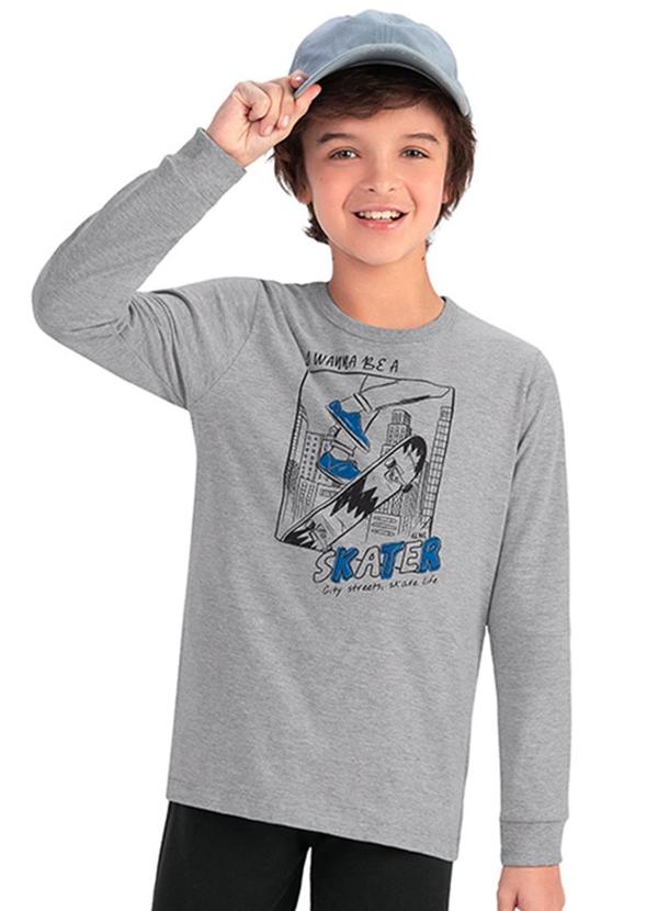 Alenice - Camiseta Skater Menino Cinza
