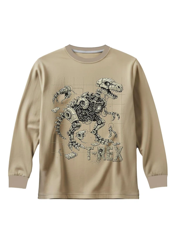 Malwee Kids - Camiseta T-Rex em Malha Areia