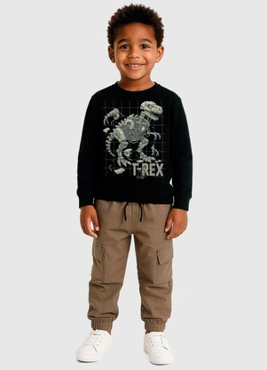 Malwee Kids - Camiseta T-Rex em Malha Preto - MALWEE KIDS