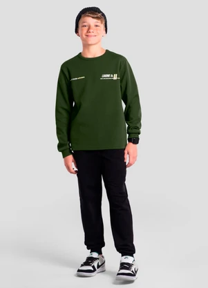 Brandili - Camiseta Teen Menino em Moletinho Verde - BRANDILI