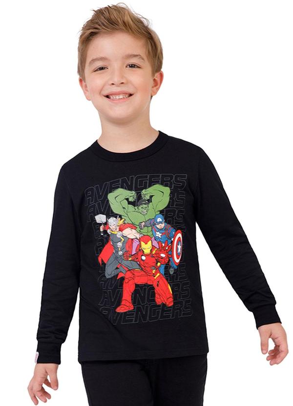 Malwee Kids - Camiseta The Avengers® em Malha Preto