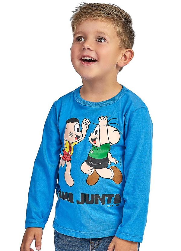 By Gus - Camiseta Turma da Monica Cebolinha Cascao Azul