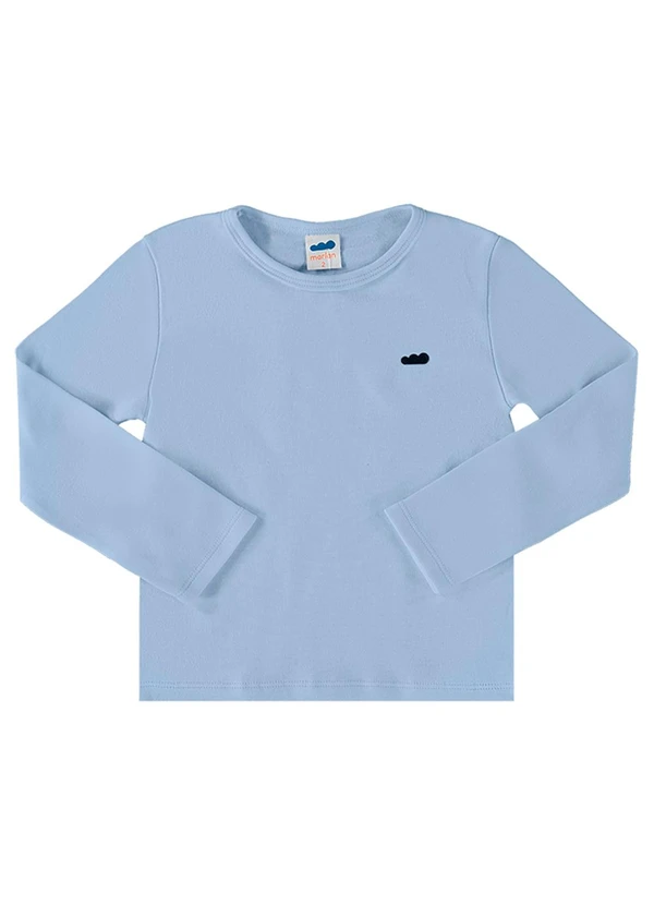 Marlan - Camiseta Unissex Manga Longa Suedine Lisa Azul 2