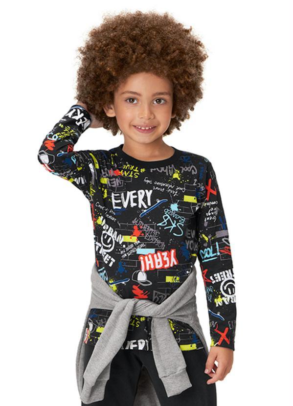 Marisol Play - Camiseta Urban Infantil Menino Preto