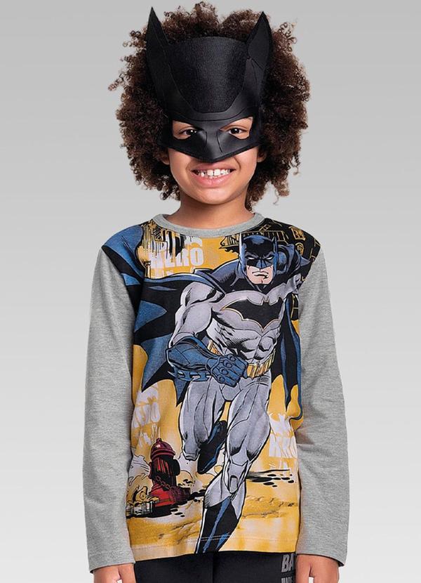 Batman - Camisetacom Máscara Batman Warner Cinza