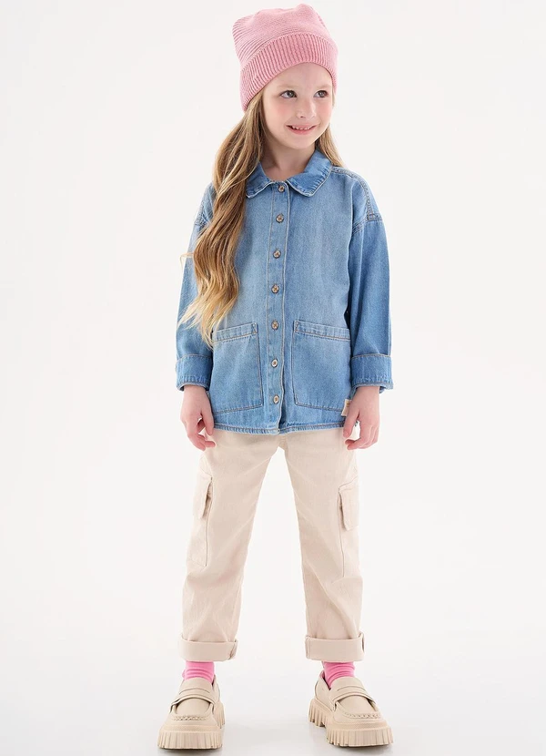 Up Baby - Camisete Jeans Infantil Menina Azul 2