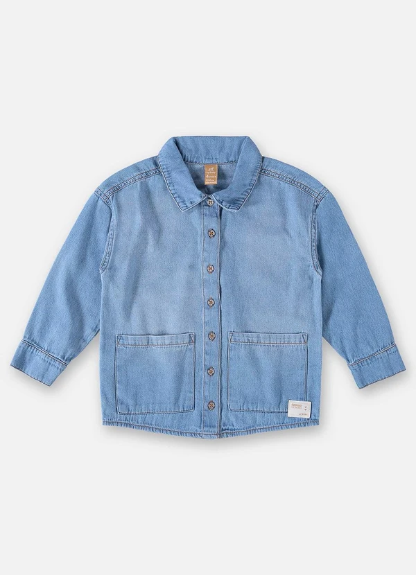 Up Baby - Camisete Jeans Infantil Menina Azul 3