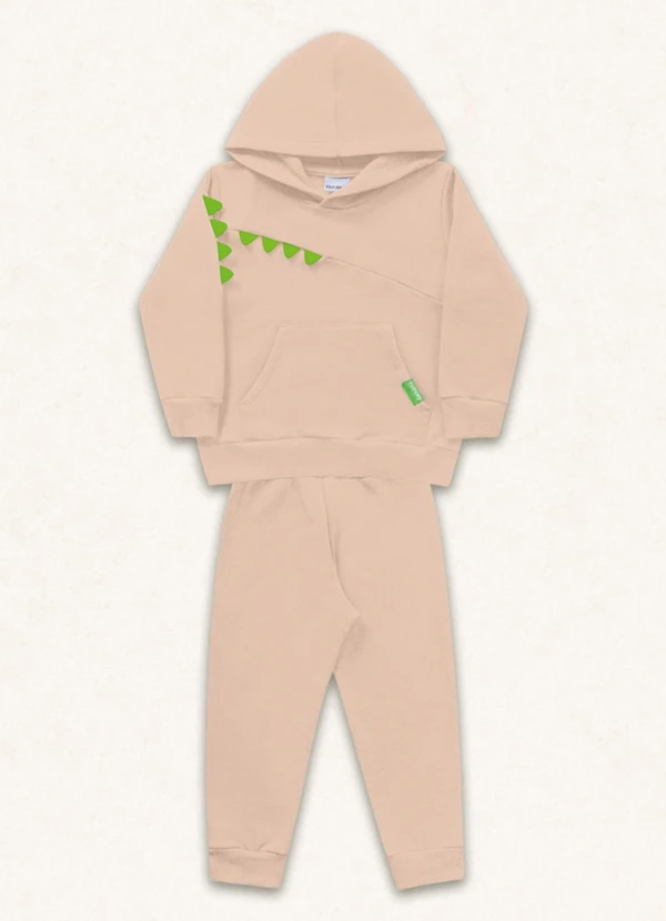 Fakini Kids - Conjunto Blusão C/Capuz e Calça Bege