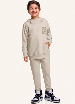 Fakini Kids - Conjunto Blusão C/Capuz e Calça Bege - FAKINI KIDS