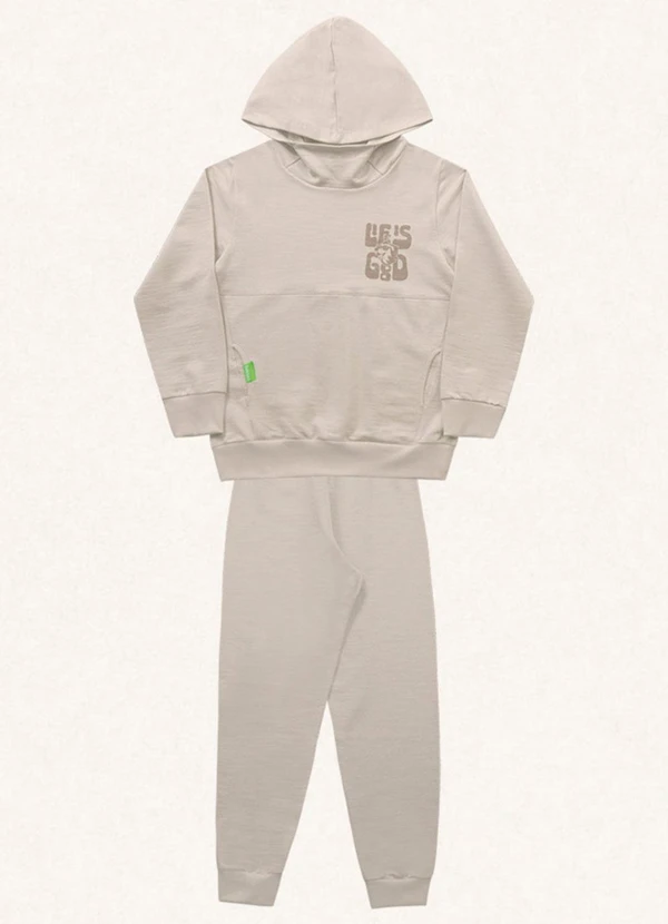 Fakini Kids - Conjunto Blusão C/Capuz e Calça Bege 7