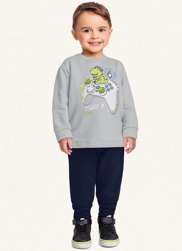 Fakini Kids - Conjunto Blusão e Calça Cinza