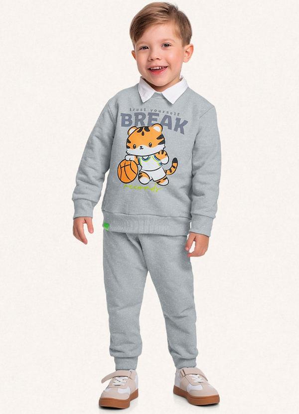 Fakini Kids - Conjunto Blusão e Calça Cinza