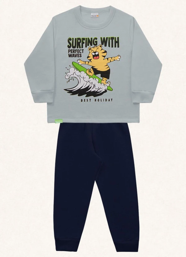 Fakini Kids - Conjunto Blusão e Calça Cinza