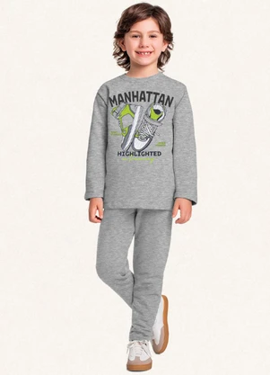 Fakini Kids - Conjunto Blusão e Calça Cinza - FAKINI KIDS