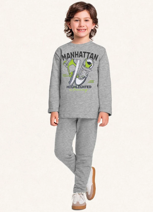 Fakini Kids - Conjunto Blusão e Calça Cinza