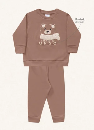 Fakini Kids - Conjunto Blusão e Calça Marrom - FAKINI KIDS