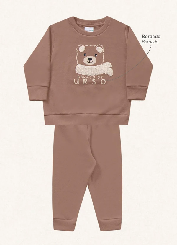 Fakini Kids - Conjunto Blusão e Calça Marrom