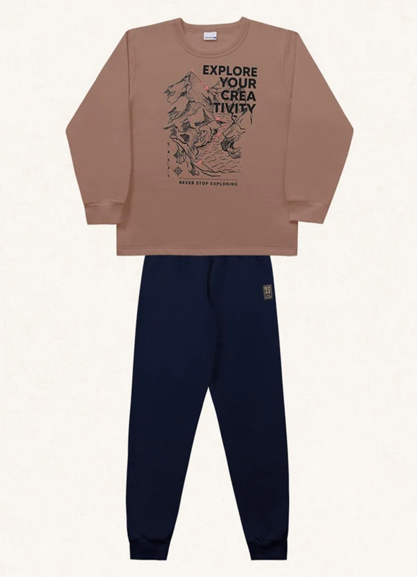 Fakini Kids - Conjunto Blusão e Calça Marrom