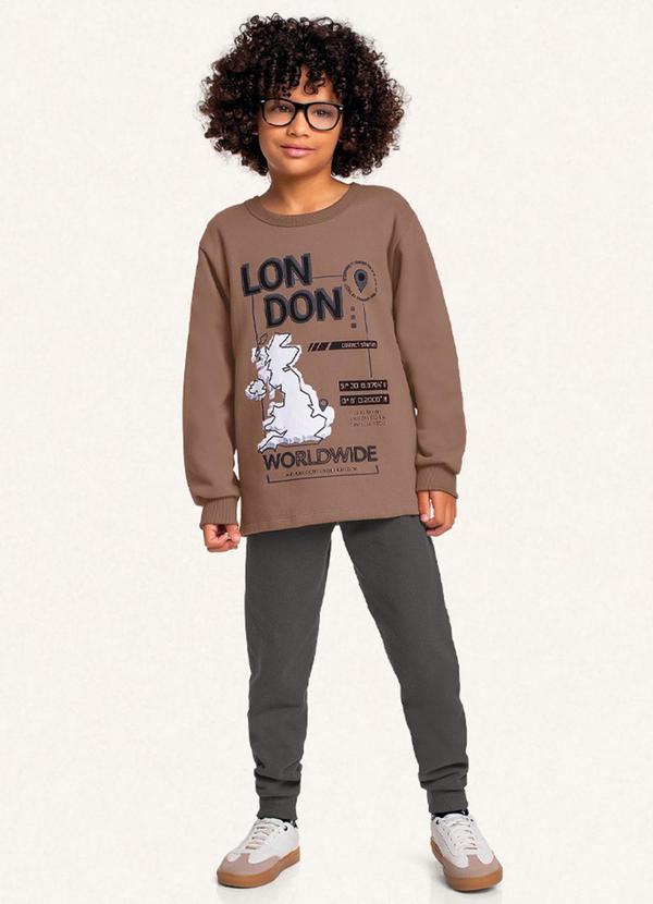 Fakini Kids - Conjunto Blusão e Calça Marrom