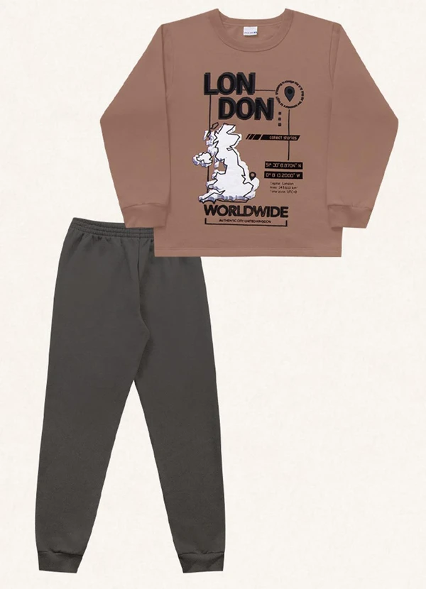 Fakini Kids - Conjunto Blusão e Calça Marrom 5