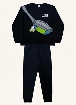 Fakini Kids - Conjunto Blusão e Calça Preto - FAKINI KIDS