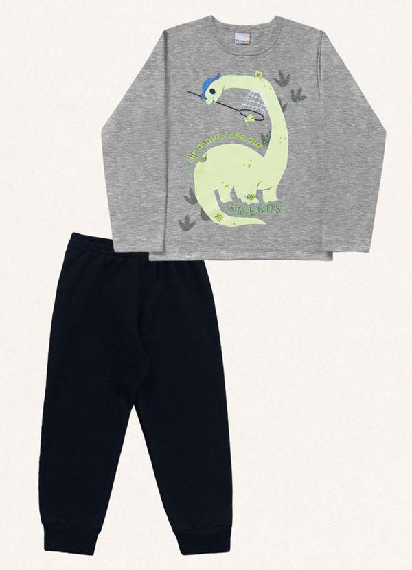 Fakini Kids - Conjunto Camiseta Manga Longa e Calça Cinza