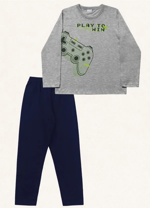 Fakini Kids - Conjunto Camiseta Manga Longa e Calça Cinza - FAKINI KIDS