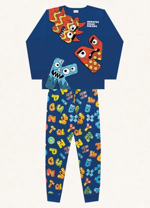 Fakini Kids - Conjunto Pijama Blusão Manga Longa e Calça Azul - FAKINI KIDS