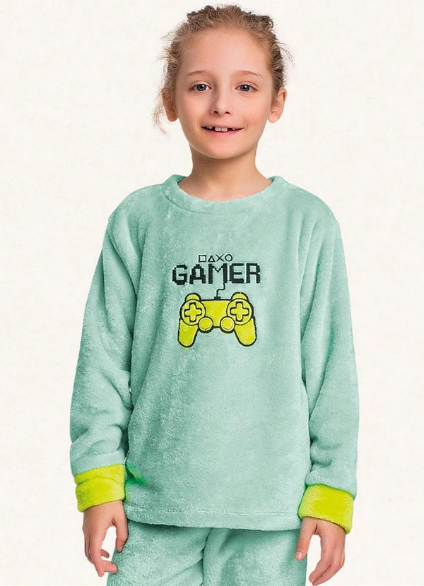 Fakini Kids - Conjunto Pijama Blusão Manga Longa e Calça Verde 3