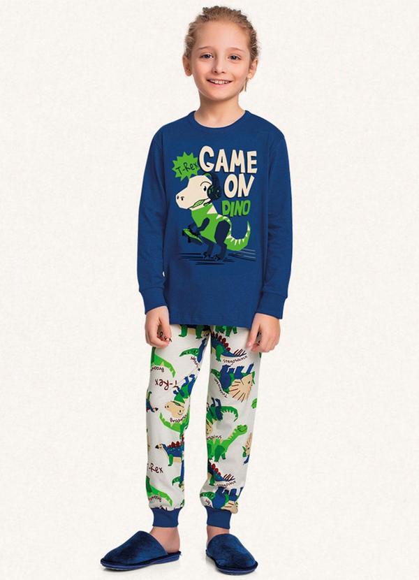 Fakini Kids - Conjunto Pijama Manga Longa e Calça Azul