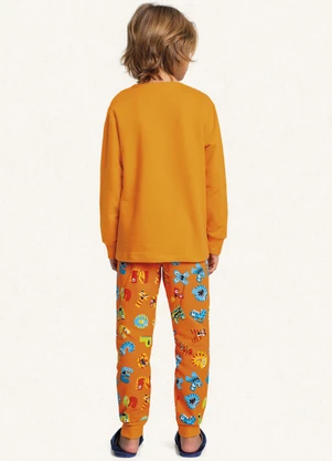 Fakini Kids - Conjunto Pijama Manga Longa e Calça Laranja - FAKINI KIDS