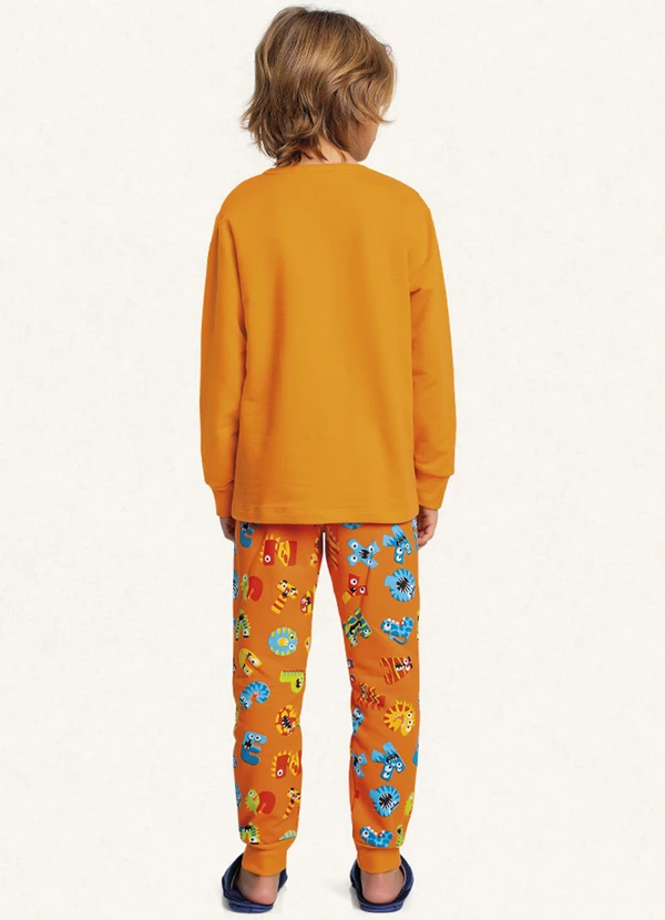 Fakini Kids - Conjunto Pijama Manga Longa e Calça Laranja 2