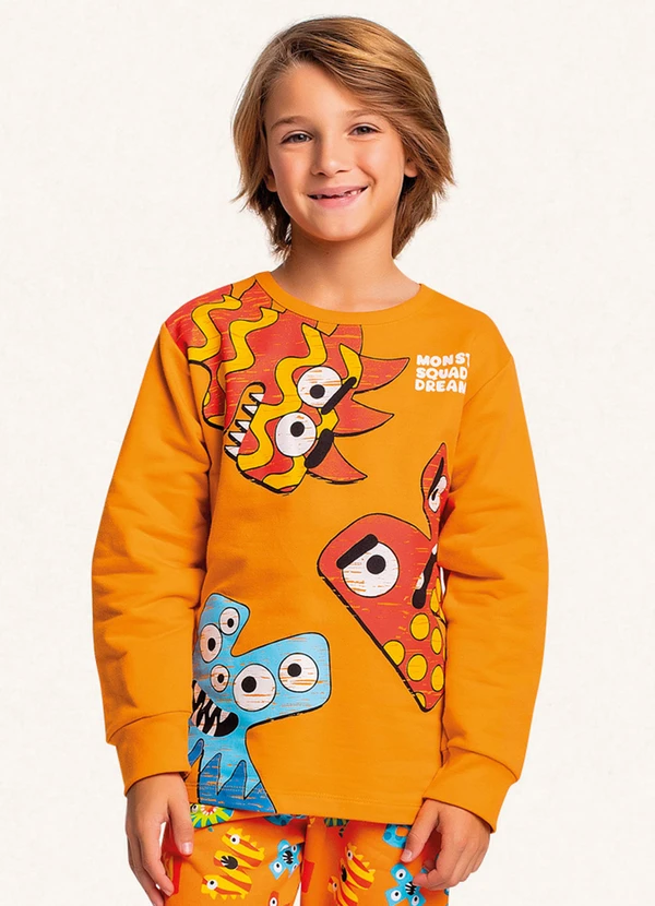 Fakini Kids - Conjunto Pijama Manga Longa e Calça Laranja 3