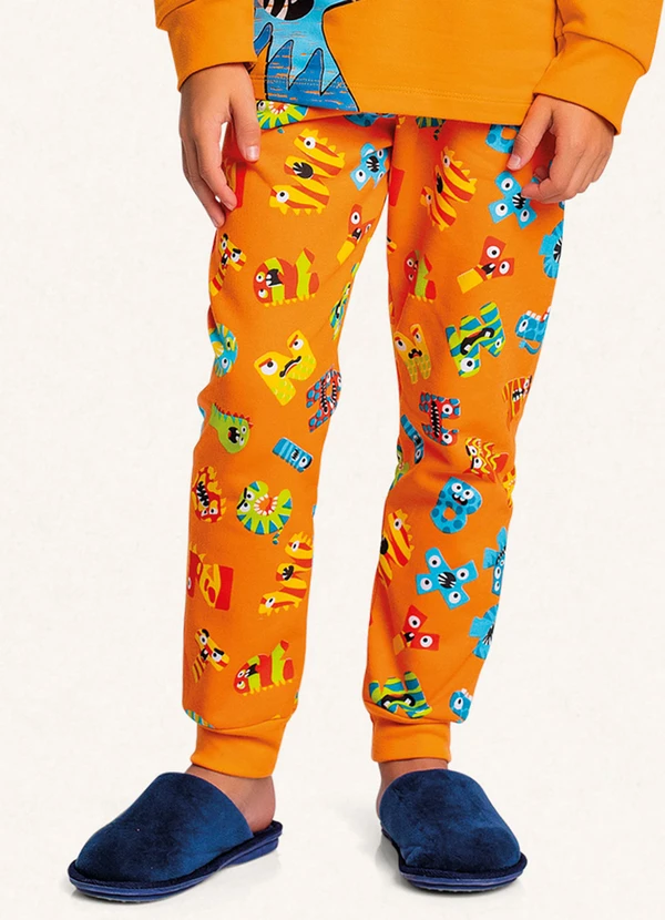 Fakini Kids - Conjunto Pijama Manga Longa e Calça Laranja 4