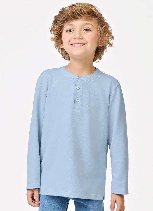 Trick Nick - Polo Infantil Manga Longa Masculina Azul