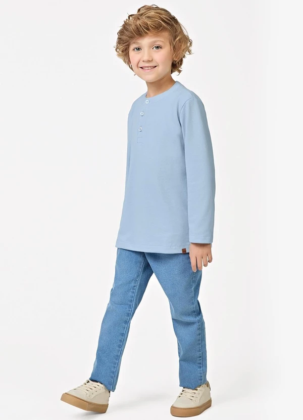 Trick Nick - Polo Infantil Manga Longa Masculina Azul 3