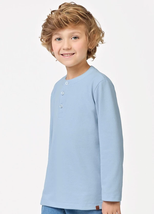 Trick Nick - Polo Infantil Manga Longa Masculina Azul 4