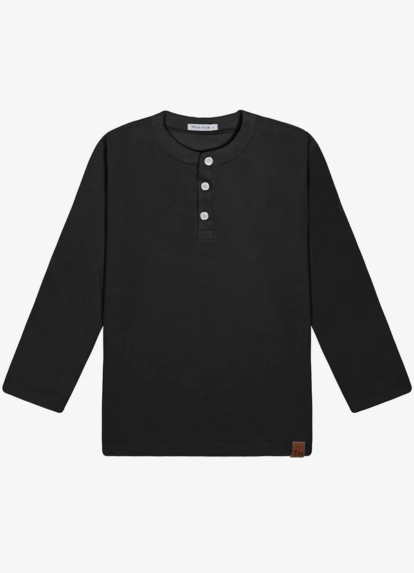 Trick Nick - Polo Infantil Manga Longa Masculina Preto
