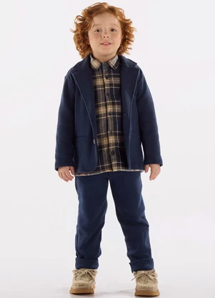 Up Baby - Blazer em Malha Alfaiataria Azul - UP BABY