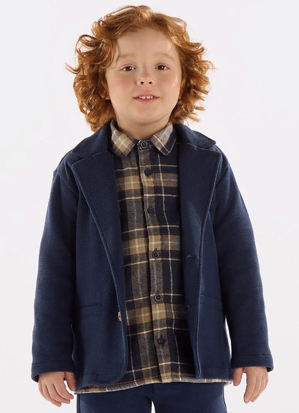 Up Baby - Blazer em Malha Alfaiataria Azul