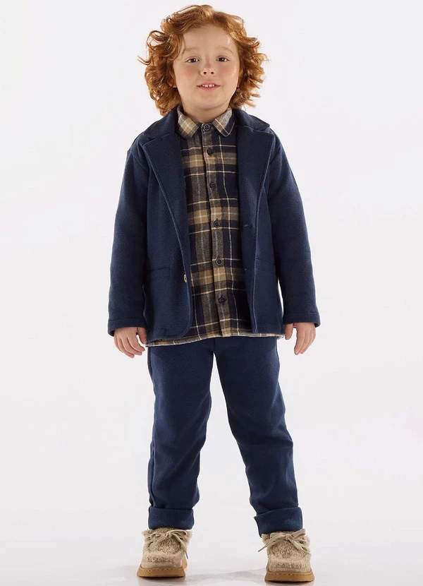 Up Baby - Blazer em Malha Alfaiataria Azul 2