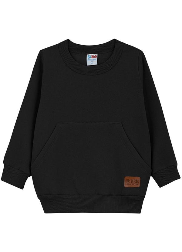 Lik Kids - Blusão Avulso em Moletom 2 Cabos Preto