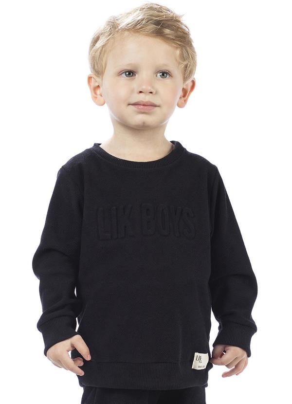 Lik Boys - Blusão Avulso em Moletom Interlace Preto