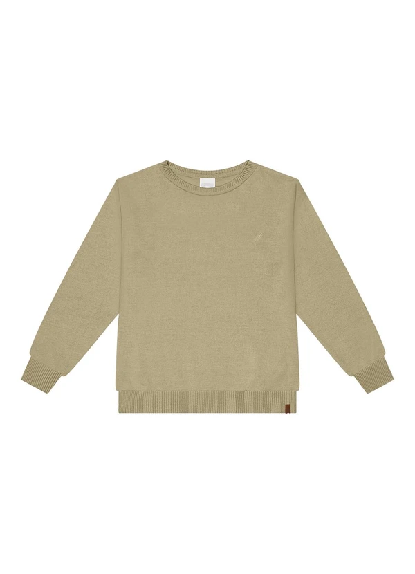 Alakazoo - Blusão Básico de Tricô Unissex com Bordado Bege