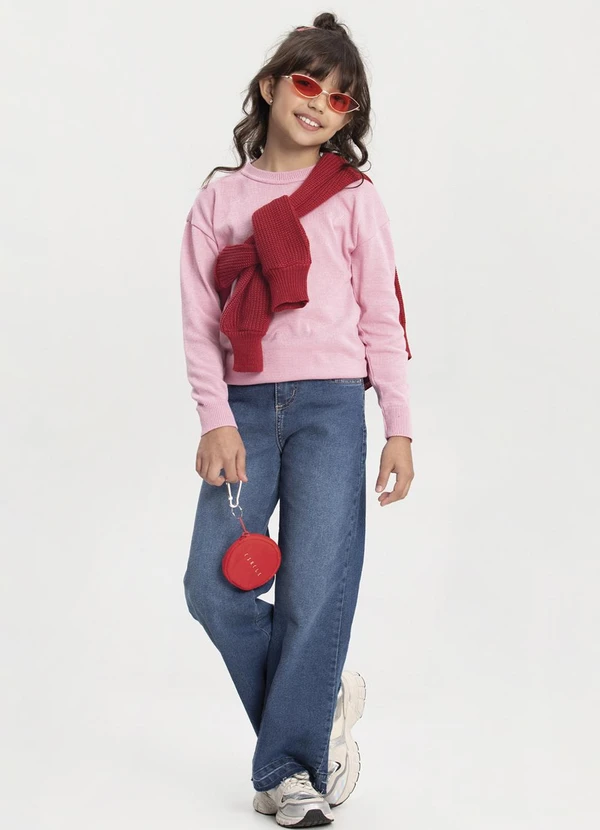 Alakazoo - Blusão Básico de Tricô Unissex com Bordado Rosa 2