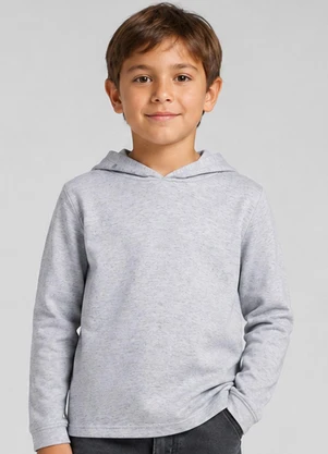 Select - Blusão com Capuz Mol. Penteado Masculino Cinza - SELECT