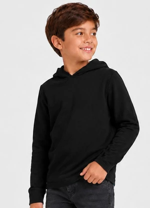 Select - Blusão com Capuz Mol. Penteado Masculino Preto - SELECT