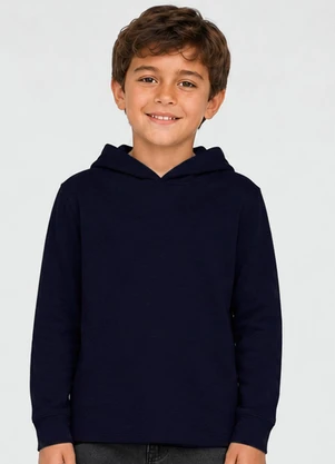 Select - Blusão com Capuz Moleton Penteado Masculino Azul - SELECT