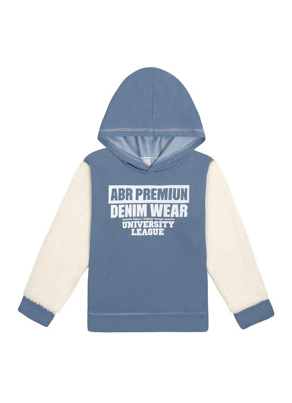 Abrange - Blusão com Pelo Jeans Médio Azul