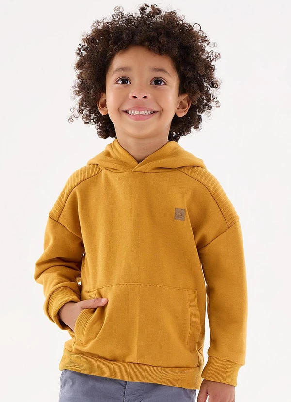 Up Baby - Blusão em Moletom Infantil Menino Amarelo